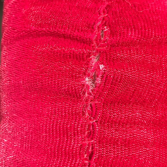 Vintage Handmade Velvet Red Teddy Bear Button Eyes Scarf & Hat - Picture 10 of 10